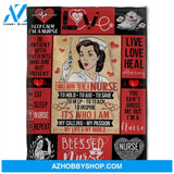 Nurse Blanket, Fleece Blankets, Live Love Heal Nursing. Gift For Friend Family Home Decor Bedding Couch Sofa Soft and Comfy Cozy