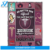 Nurse Blanket. Fleece Blankets, Never Forget Why You Became A Nurse. Gift For Friend Family Home Decor Bedding Couch Sofa Soft and Comfy Cozy