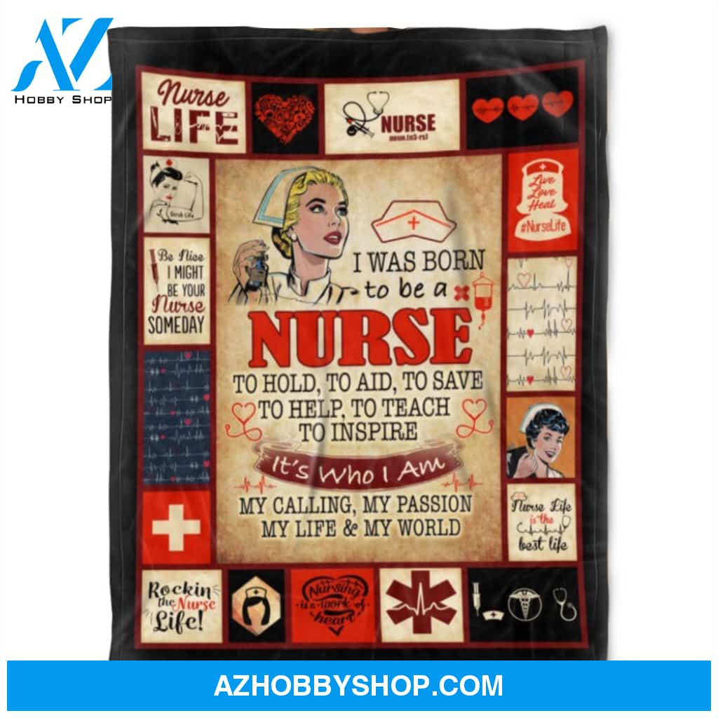 Nurse Blanket. I Was Born To Be a Nurse. Gift For Friend Family Home Decor Bedding Couch Sofa Soft and Comfy Cozy