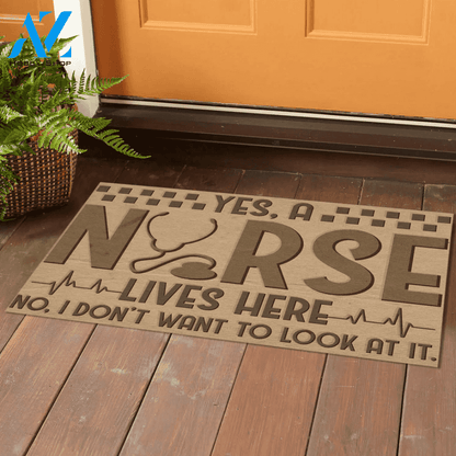 Nurse Lives Here Funny Doormat, Gift For Nurse, Gift For Friend Family, Birthday Gift Decor Warm House Gift Welcome Mat
