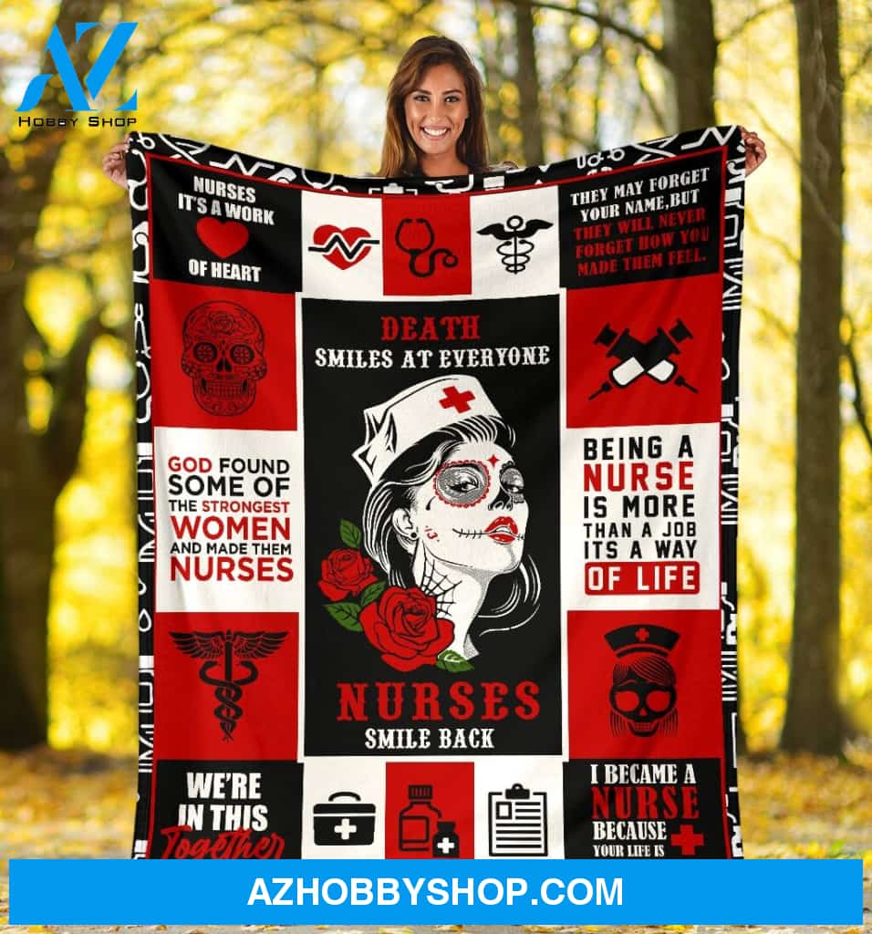 Nurse On Duty Skull Inspired Fleece Blanket