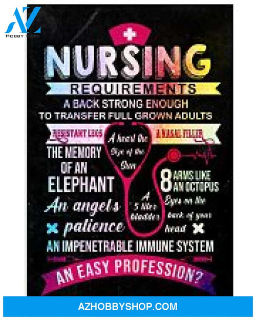 Nurse Poster Nursing Requirements A Back Strong Enough Wall Decor