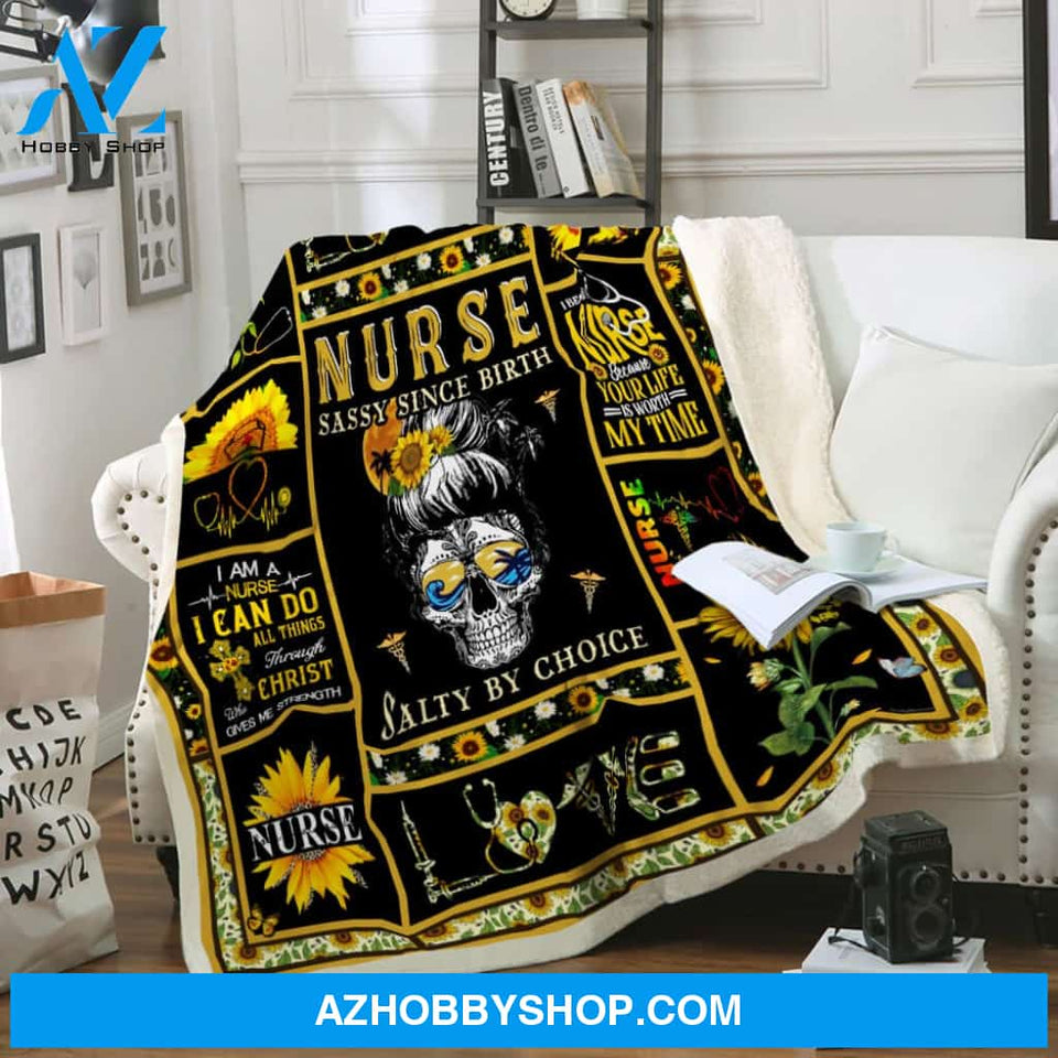 Nurse Sassy Since Birth Fleece Blanket Gift For Family, Birthday, Halloween, Careers, Jobs, Nurses Gift Home Decor Bedding Couch Sofa Soft and Comfy