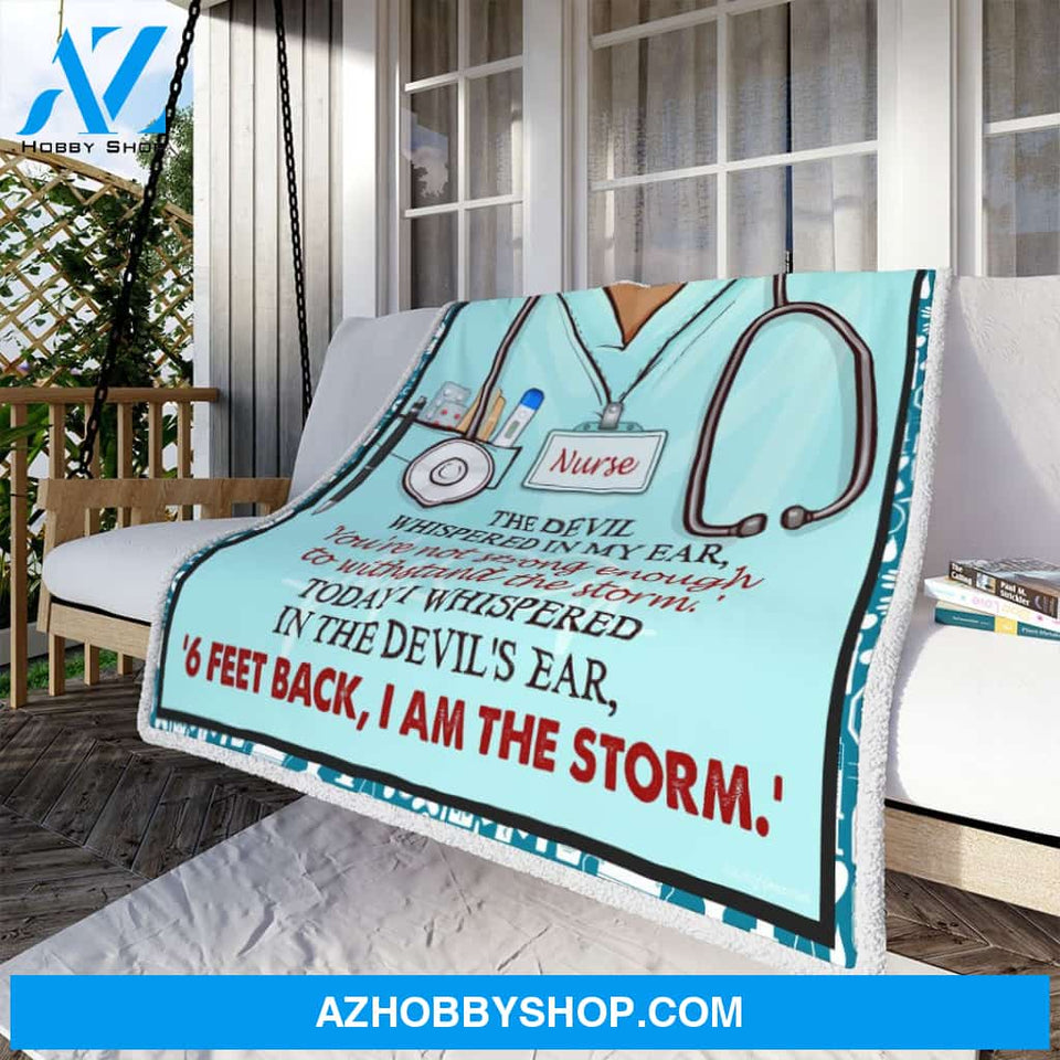 Nurse The Devil Whispered In My Ear Fleece Blanket Gift For Family, Birthday, Careers, Jobs, Nurses Gift Home Decor Bedding Couch Sofa Soft and Comfy