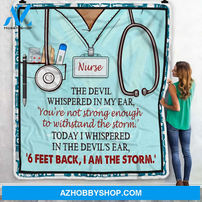 Nurse The Devil Whispered In My Ear Fleece Blanket Gift For Family, Birthday, Careers, Jobs, Nurses Gift Home Decor Bedding Couch Sofa Soft and Comfy