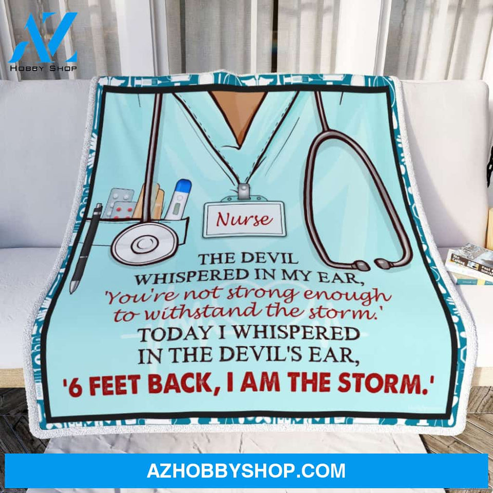 Nurse The Devil Whispered In My Ear Fleece Blanket Gift For Family, Birthday, Careers, Jobs, Nurses Gift Home Decor Bedding Couch Sofa Soft and Comfy