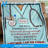 Nurse The Devil Whispered In My Ear Fleece Blanket Gift For Family, Birthday, Careers, Jobs, Nurses Gift Home Decor Bedding Couch Sofa Soft and Comfy