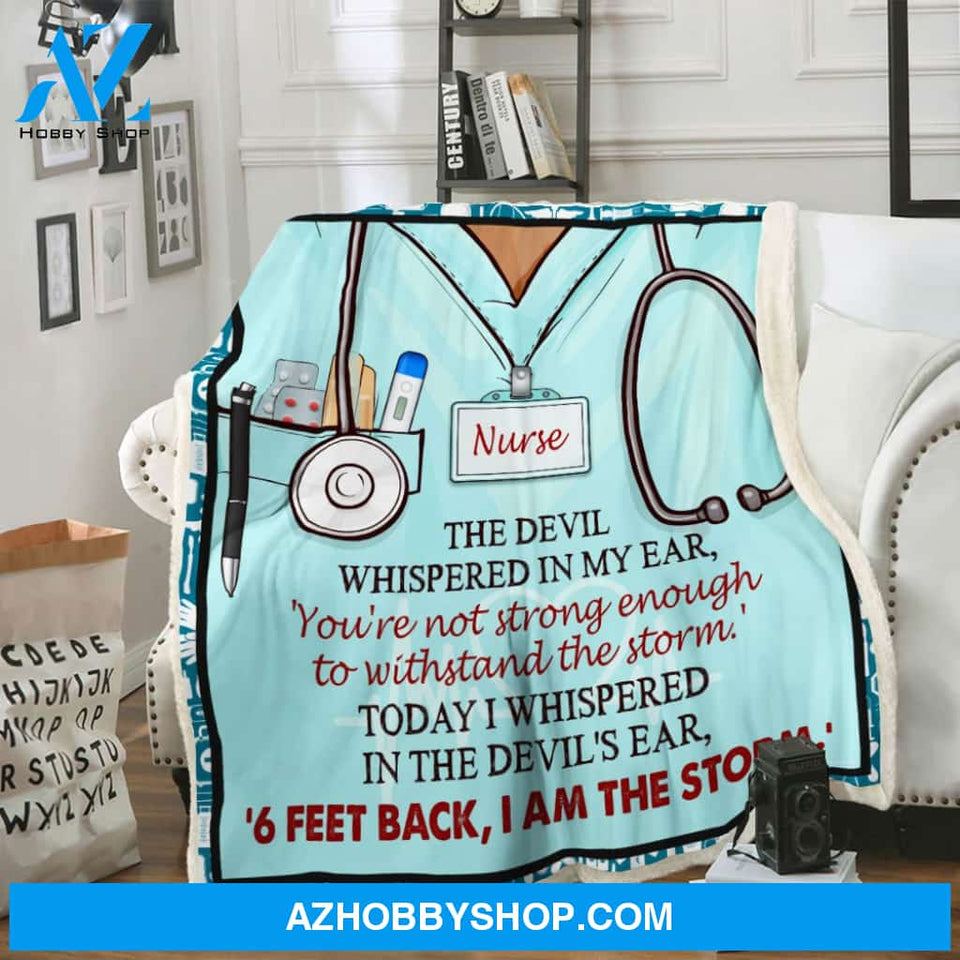 Nurse The Devil Whispered In My Ear Fleece Blanket Gift For Family, Birthday, Careers, Jobs, Nurses Gift Home Decor Bedding Couch Sofa Soft and Comfy