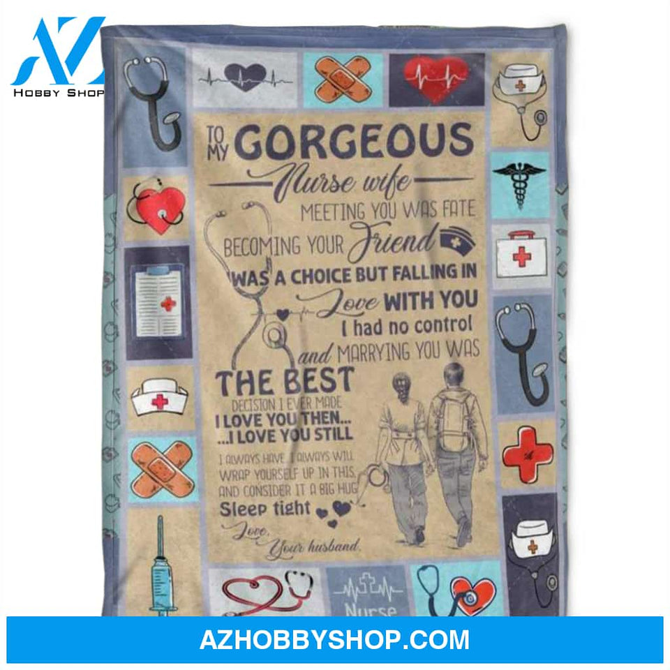 Nurse Wife Blanket, Meeting You Was Fate Becoming Your Friend. Gift For Friend Family Home Decor Bedding Couch Sofa Soft and Comfy Cozy
