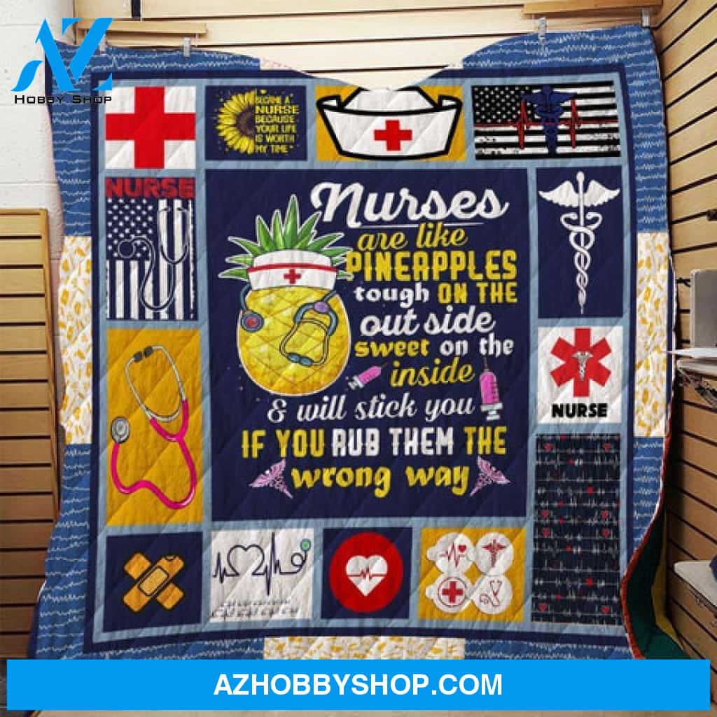 Nurses Blanket, Nurse Are Like Pineapples Tough On The Outside Gift Fleece Blanket