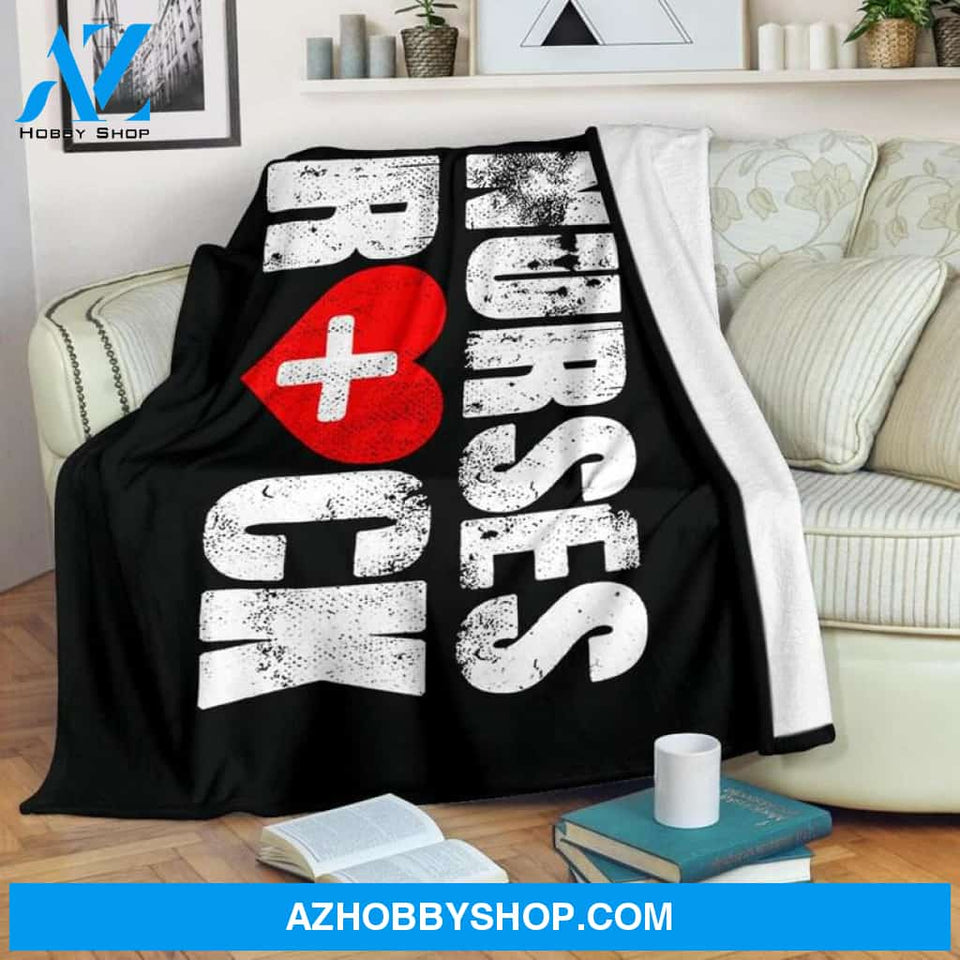 Nurses Rock Fleece Blanket Home Decor Bedding Couch Sofa Soft And Comfy Cozy Gift For Nurse, Birthday Gift Christmas Gift