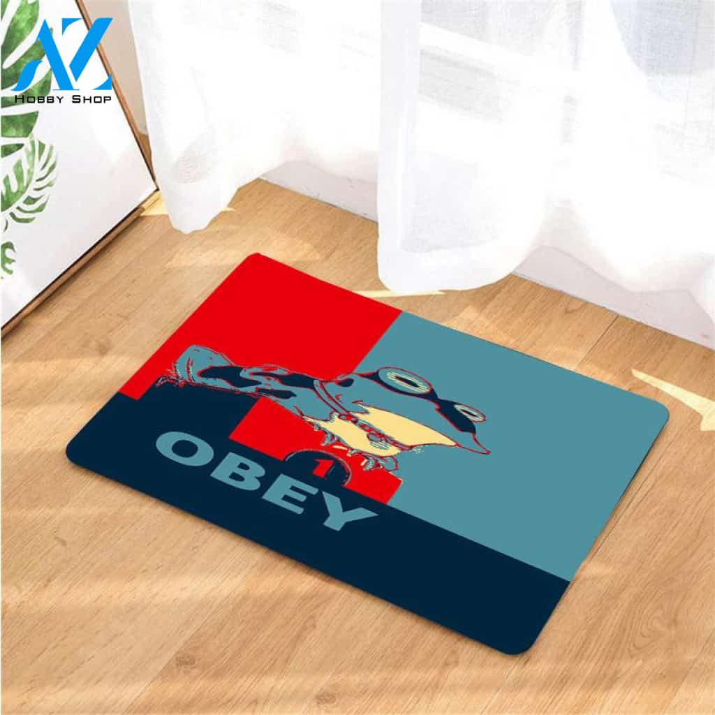 obey frog pop art doormats