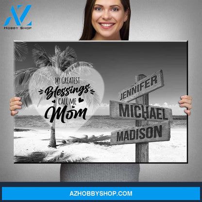 Ocean Breeze - Call Me Mom Multi-Names Premium Canvas