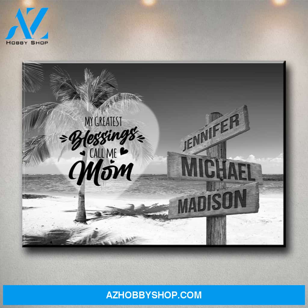 Ocean Breeze - Call Me Mom Multi-Names Premium Canvas