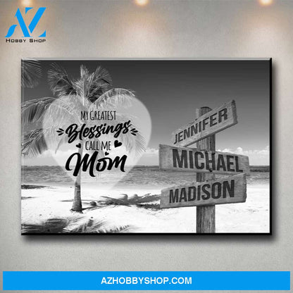 Ocean Breeze - Call Me Mom Multi-Names Premium Canvas