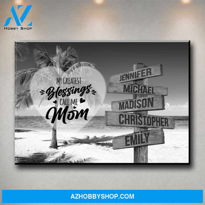 Ocean Breeze - Call Me Mom Multi-Names Premium Canvas