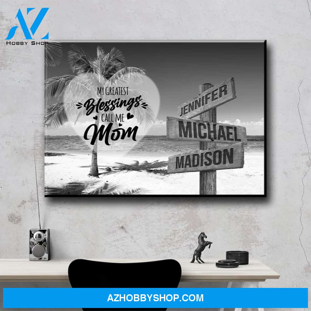 Ocean Breeze - Call Me Mom Multi-Names Premium Canvas