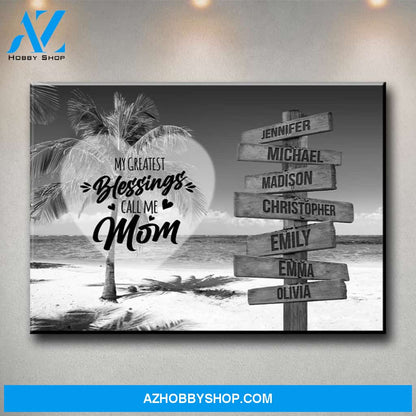 Ocean Breeze - Call Me Mom Multi-Names Premium Canvas