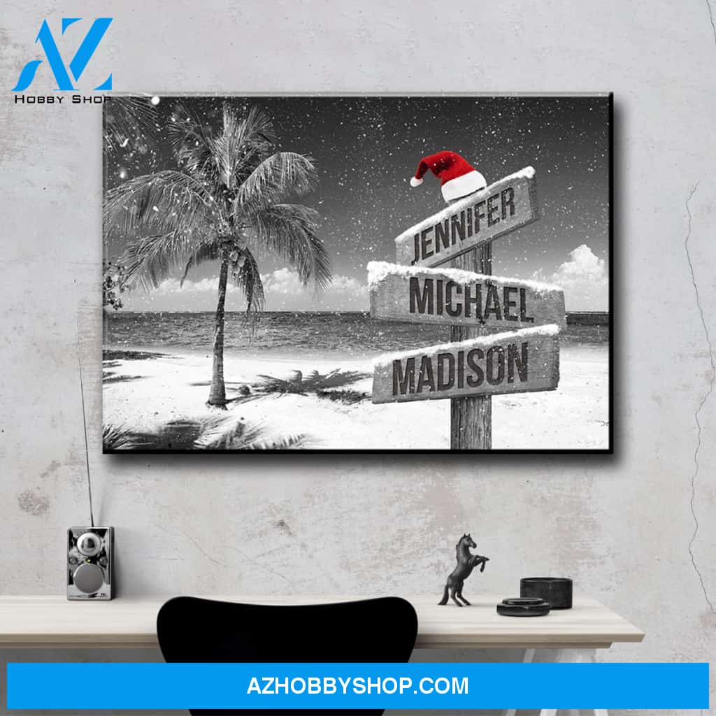 Ocean Breeze Christmas Multi-Names Premium Canvas