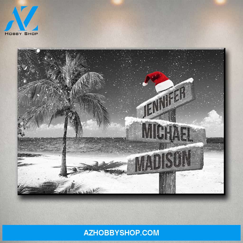 Ocean Breeze Christmas Multi-Names Premium Canvas