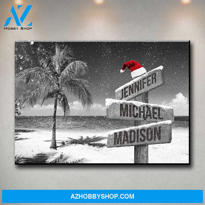 Ocean Breeze Christmas Multi-Names Premium Canvas