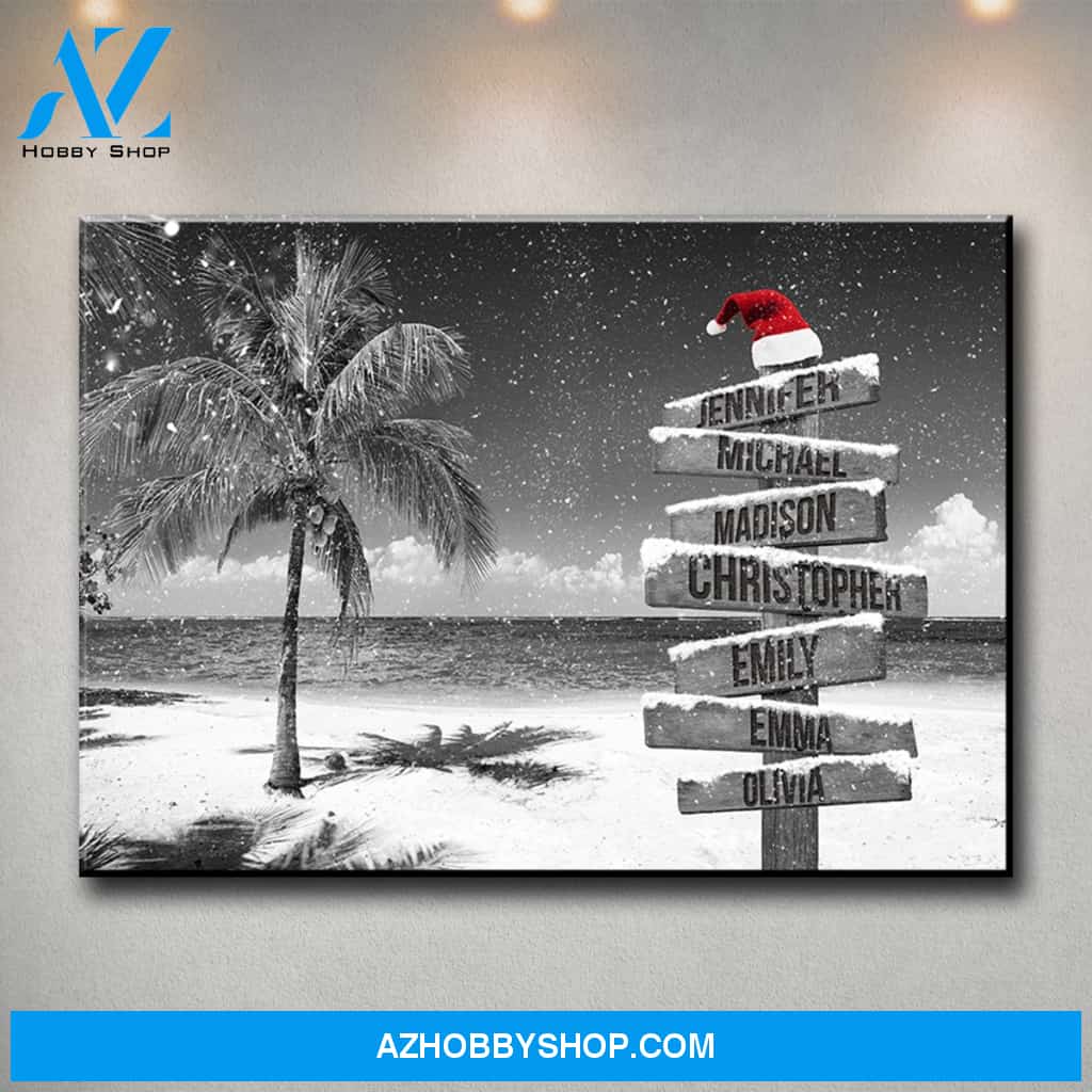 Ocean Breeze Christmas Multi-Names Premium Canvas