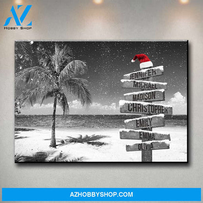 Ocean Breeze Christmas Multi-Names Premium Canvas