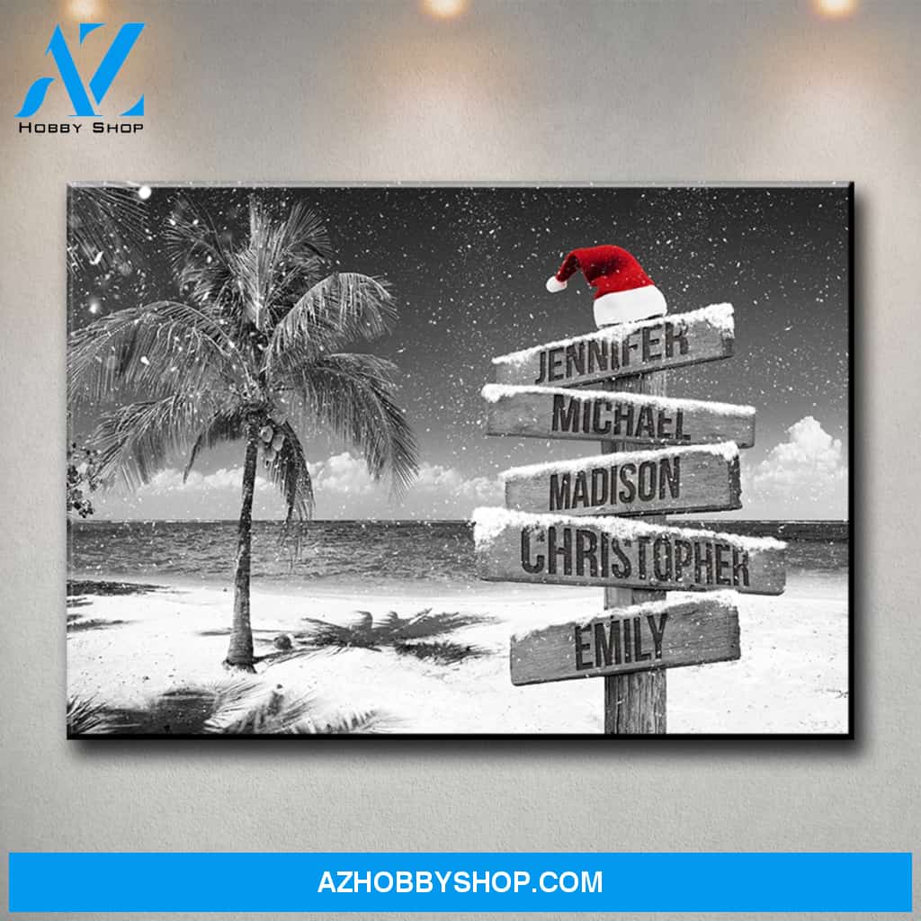 Ocean Breeze Christmas Multi-Names Premium Canvas