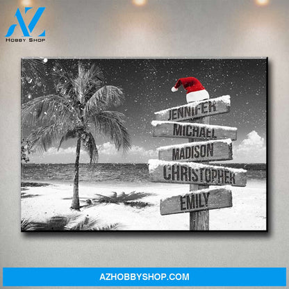 Ocean Breeze Christmas Multi-Names Premium Canvas