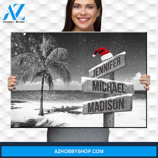 Ocean Breeze Christmas Multi-Names Premium Canvas