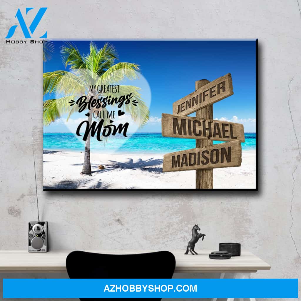 Ocean Breeze Color - Call Me Mom Multi-Names Premium Canvas