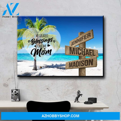 Ocean Breeze Color - Call Me Mom Multi-Names Premium Canvas