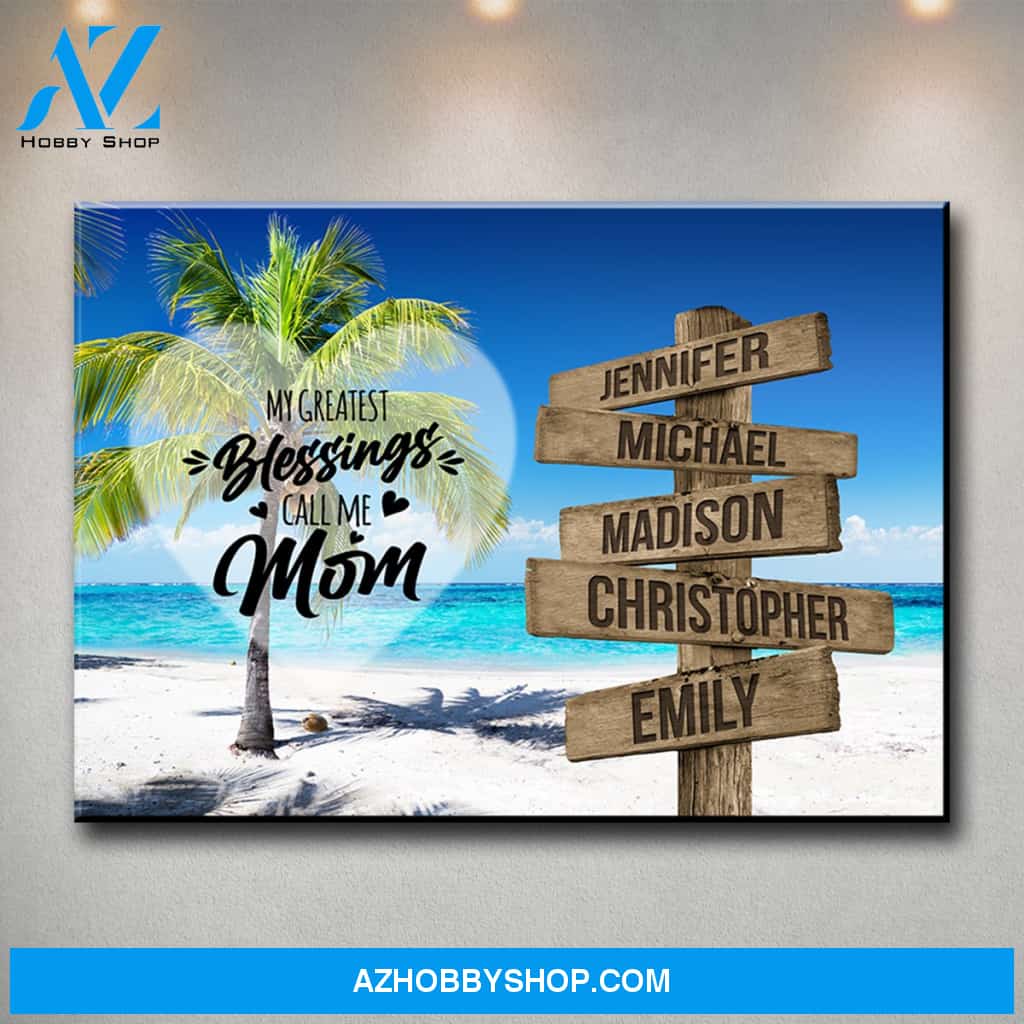 Ocean Breeze Color - Call Me Mom Multi-Names Premium Canvas