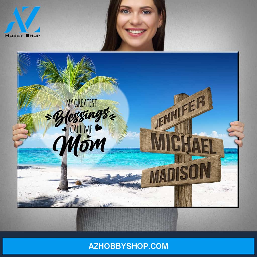 Ocean Breeze Color - Call Me Mom Multi-Names Premium Canvas