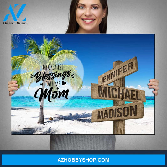 Ocean Breeze Color - Call Me Mom Multi-Names Premium Canvas