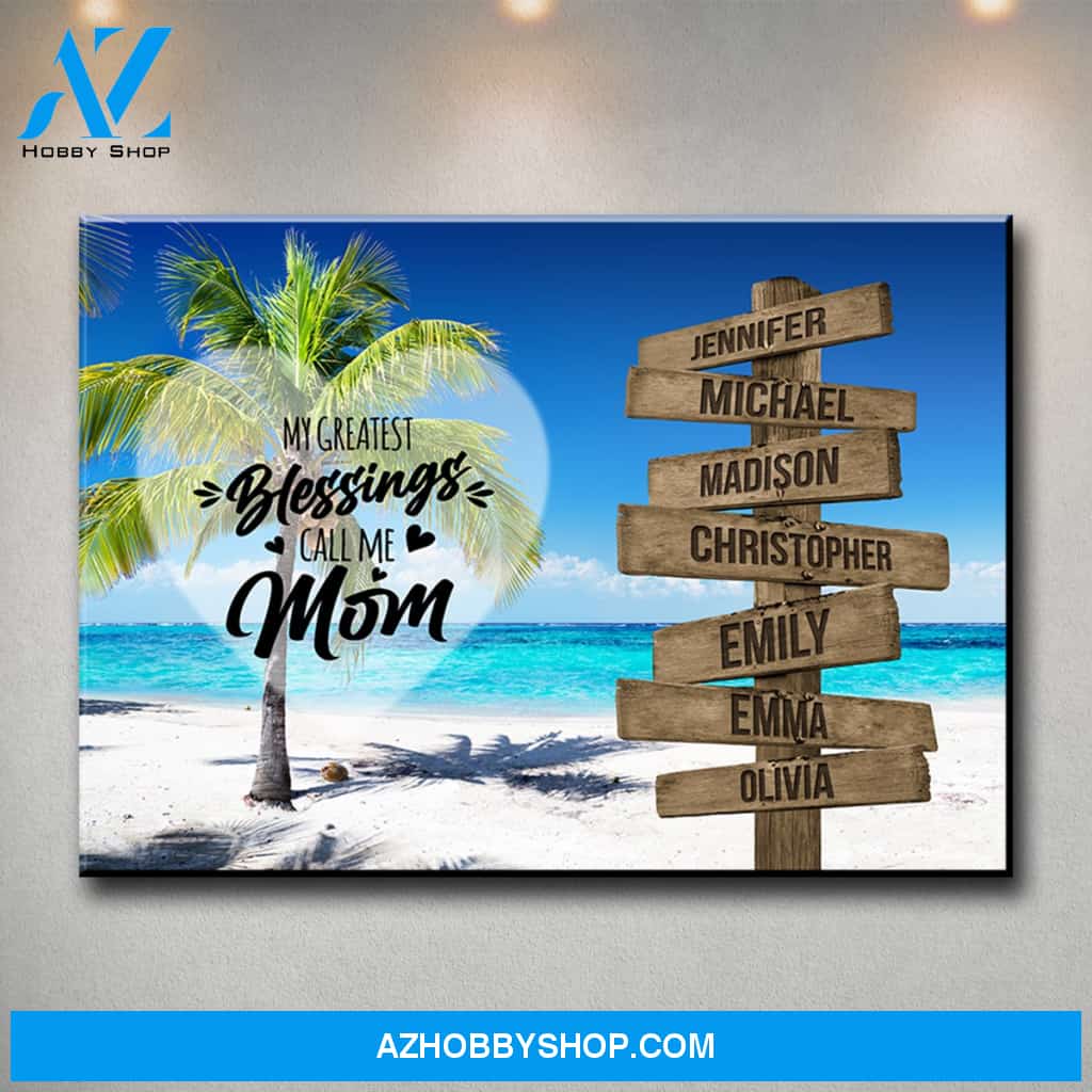 Ocean Breeze Color - Call Me Mom Multi-Names Premium Canvas