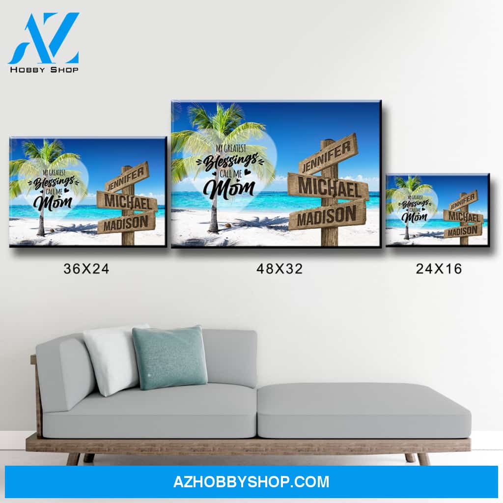 Ocean Breeze Color - Call Me Mom Multi-Names Premium Canvas