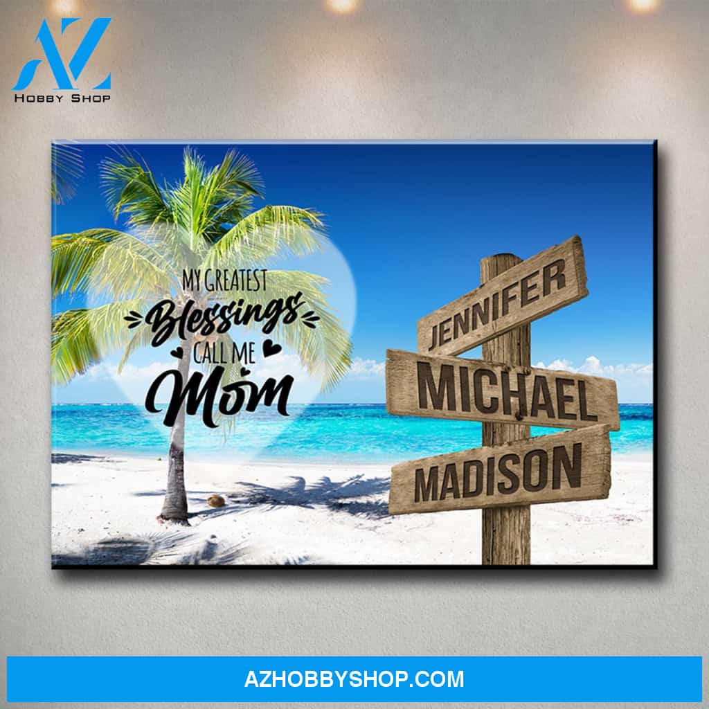 Ocean Breeze Color - Call Me Mom Multi-Names Premium Canvas