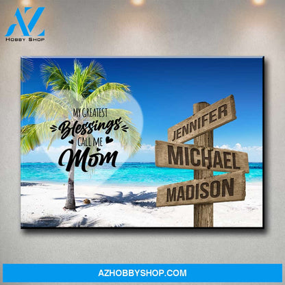 Ocean Breeze Color - Call Me Mom Multi-Names Premium Canvas