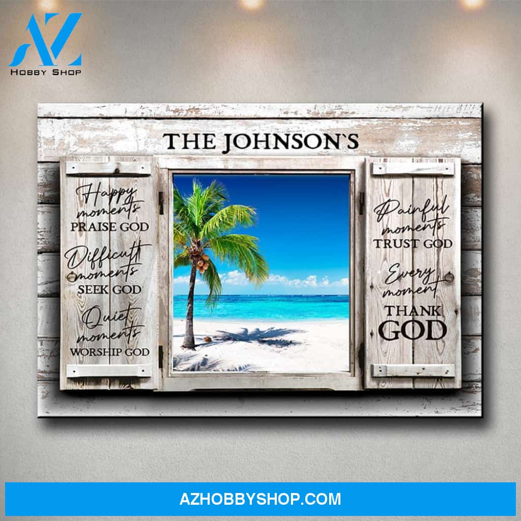 Ocean Breeze Color Wood Shutters Premium Canvas Saying 8