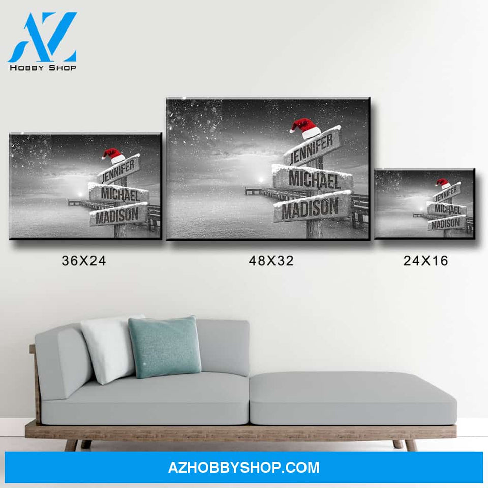 Ocean Dock Christmas Multi-Names Premium Canvas