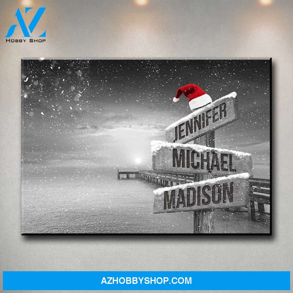 Ocean Dock Christmas Multi-Names Premium Canvas