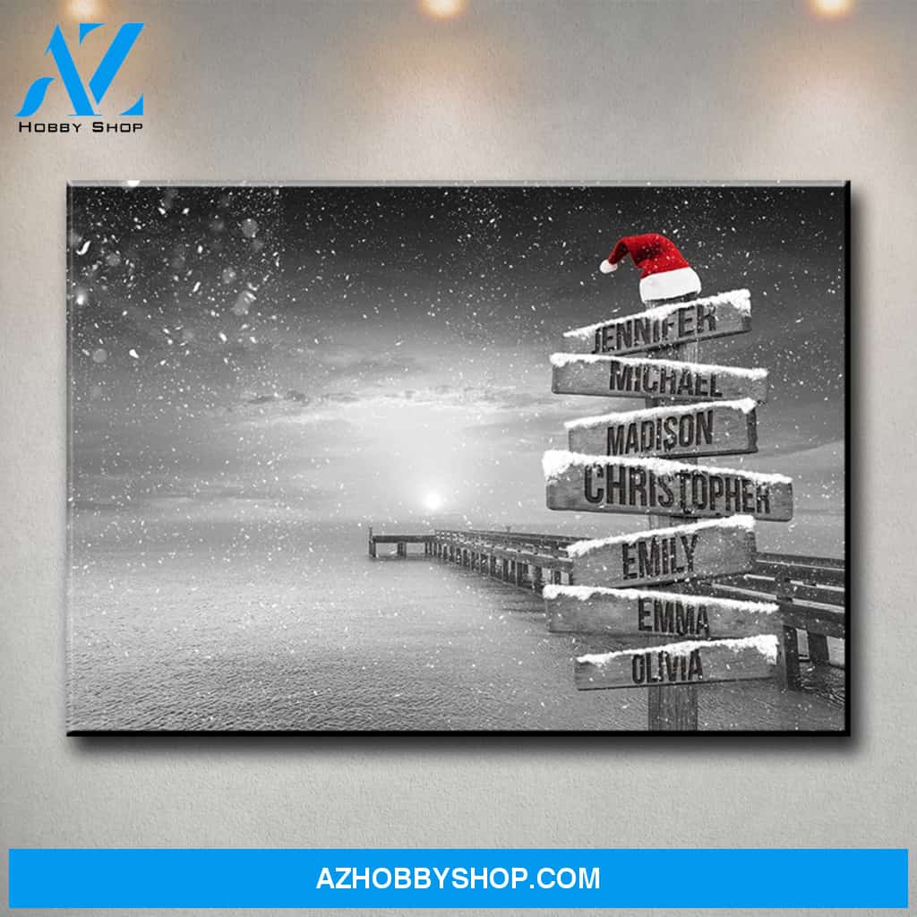 Ocean Dock Christmas Multi-Names Premium Canvas