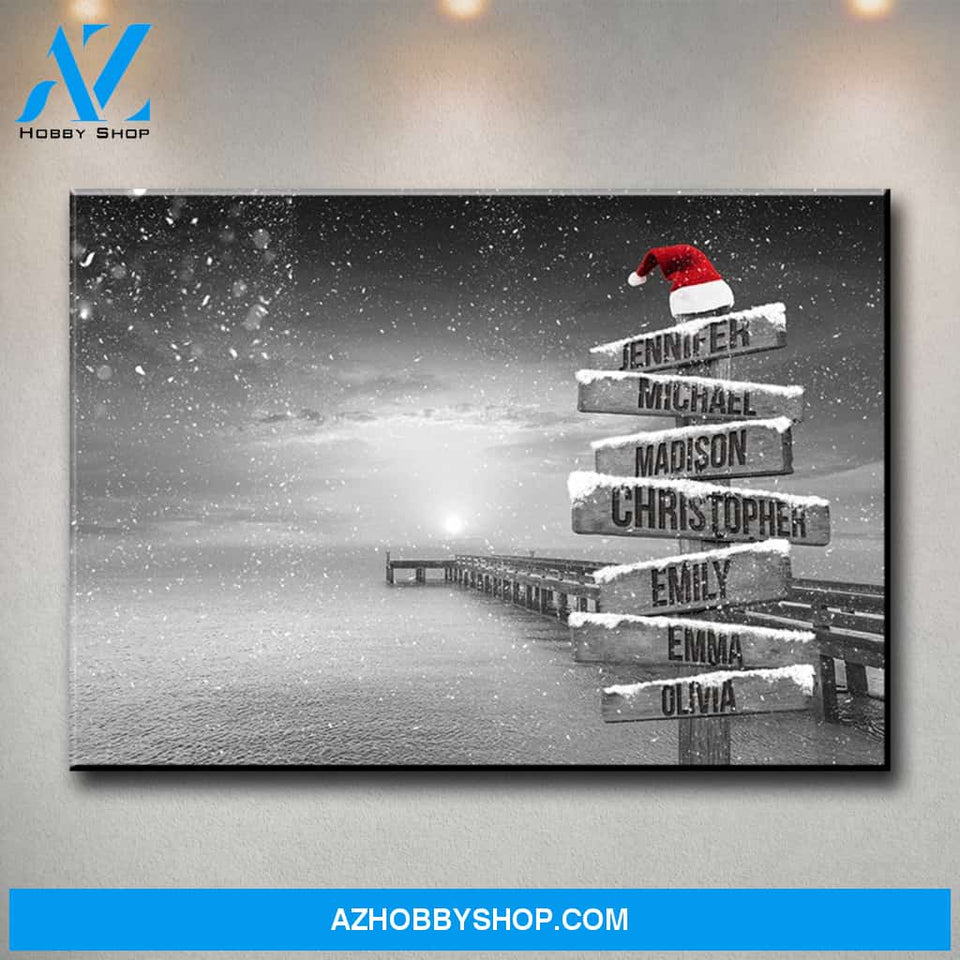 Ocean Dock Christmas Multi-Names Premium Canvas