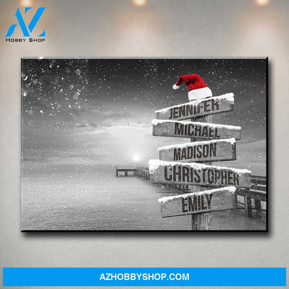 Ocean Dock Christmas Multi-Names Premium Canvas