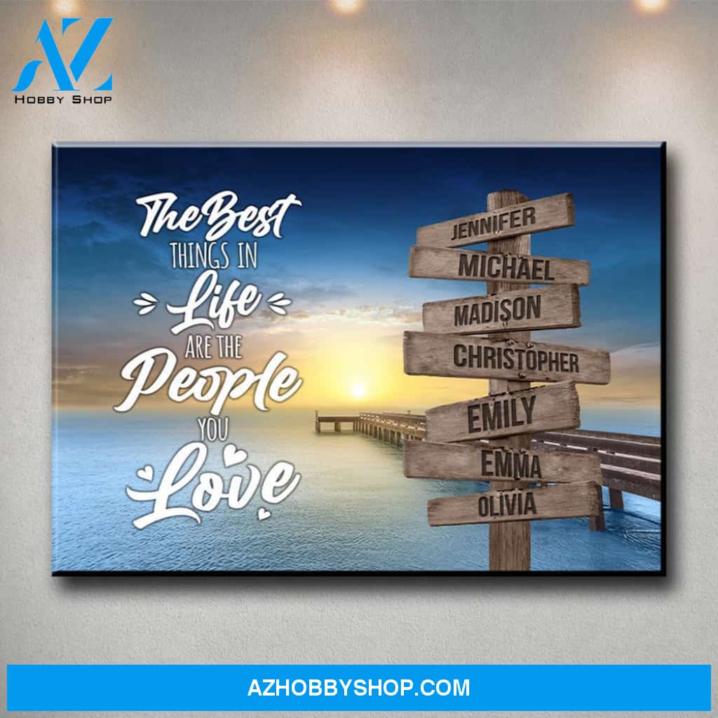 Ocean Dock Color Saying 3 Multi-Names Premium Canvas