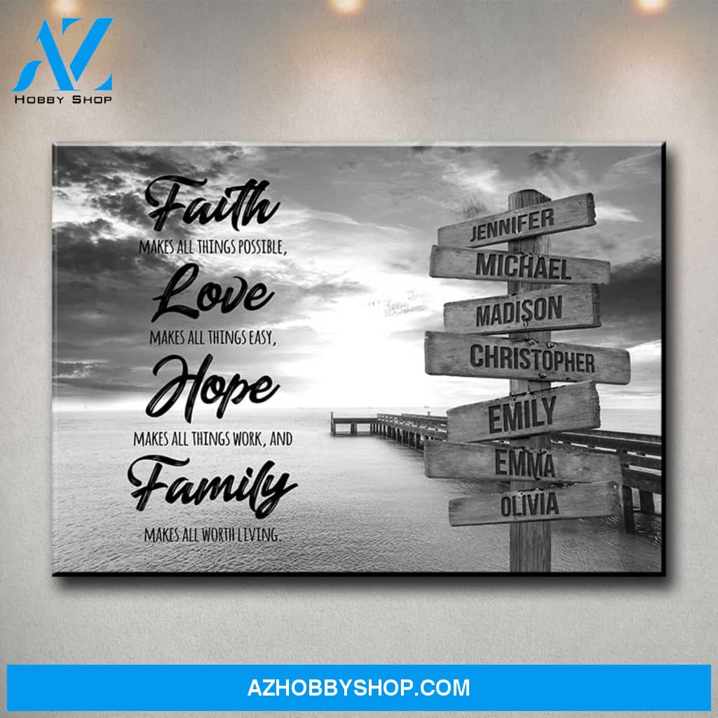 Ocean Dock Faith Multi-Names Premium Canvas