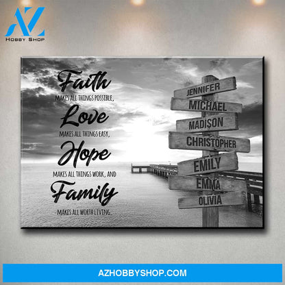 Ocean Dock Faith Multi-Names Premium Canvas