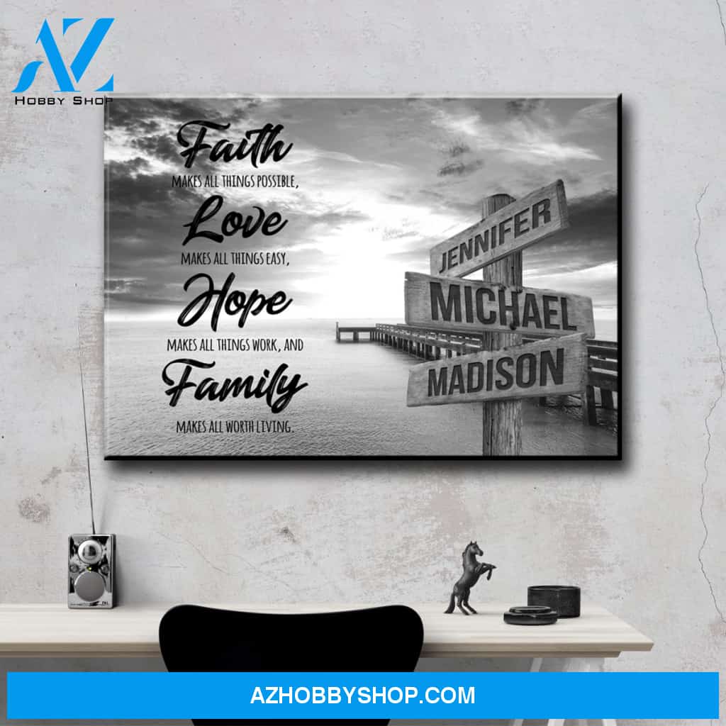Ocean Dock Faith Multi-Names Premium Canvas