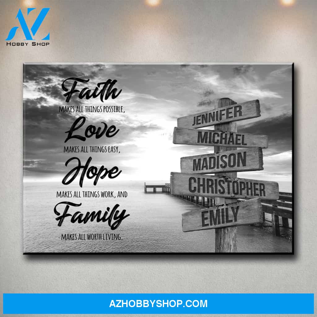 Ocean Dock Faith Multi-Names Premium Canvas